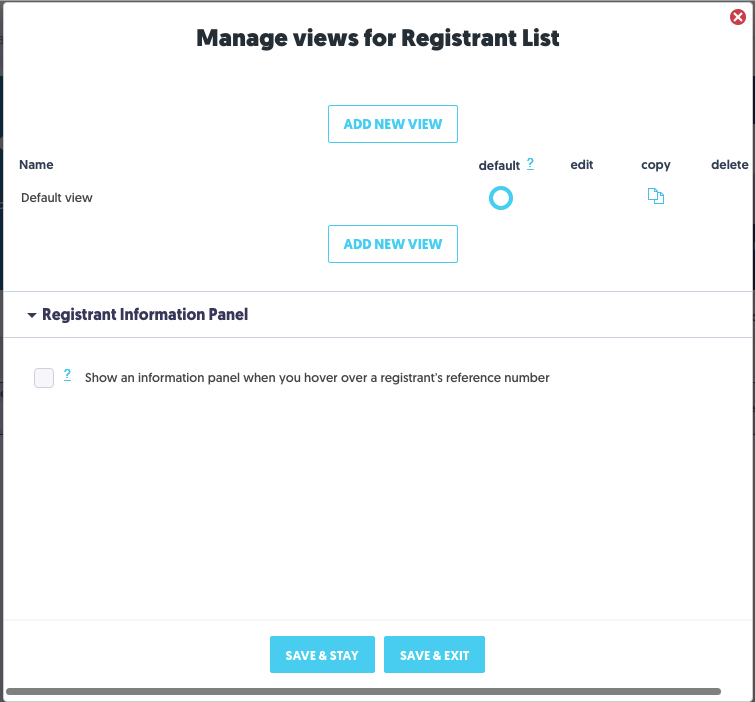 Manage Views window