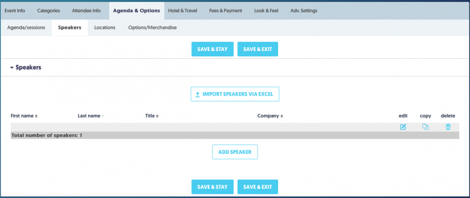 Agenda and Options tab