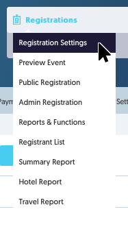 Registration pulldown menu