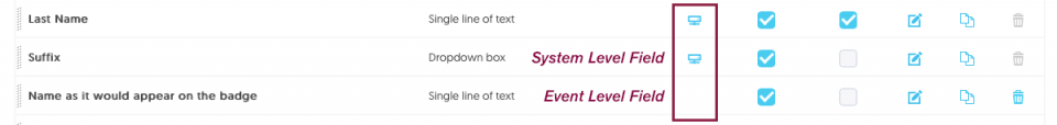 System vs Event Level field